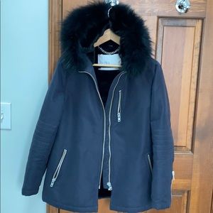 Doma Dyed Russian Raccoon Fur Trim Hooded Parka